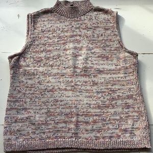 TALBOTS SPECKLED MARL KNIT SLEEVELESS MOCKNECK SHELL SWEATER XL